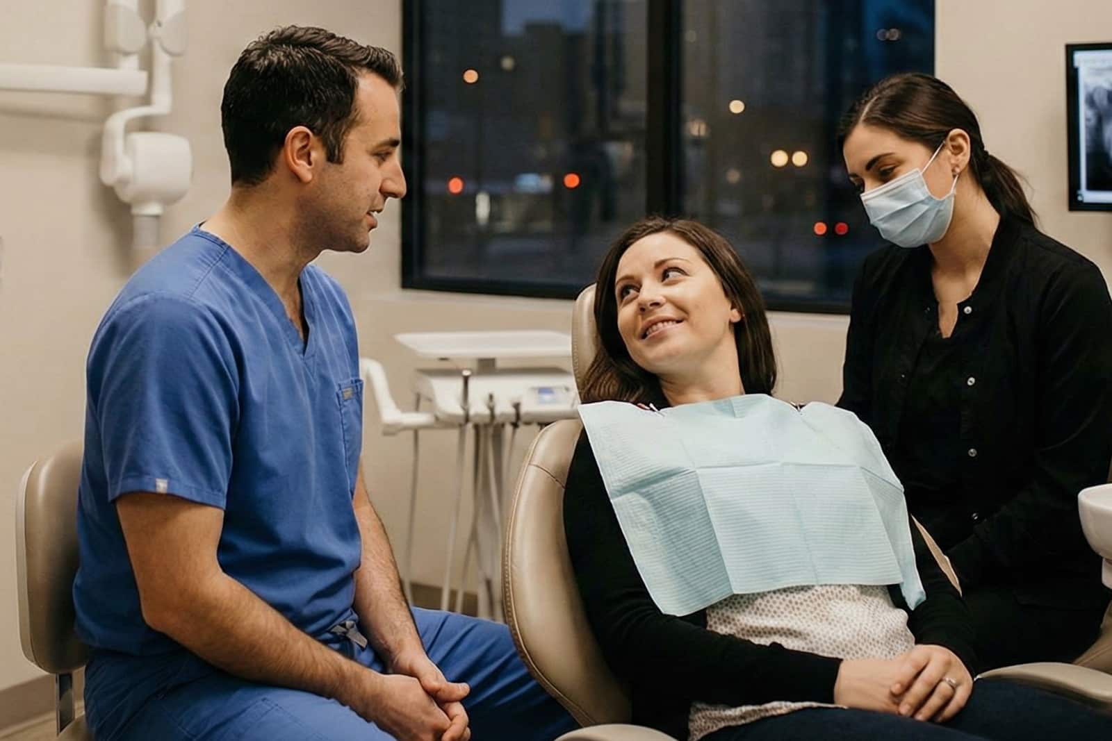 patient is sitting with emergency dentists in camp hill