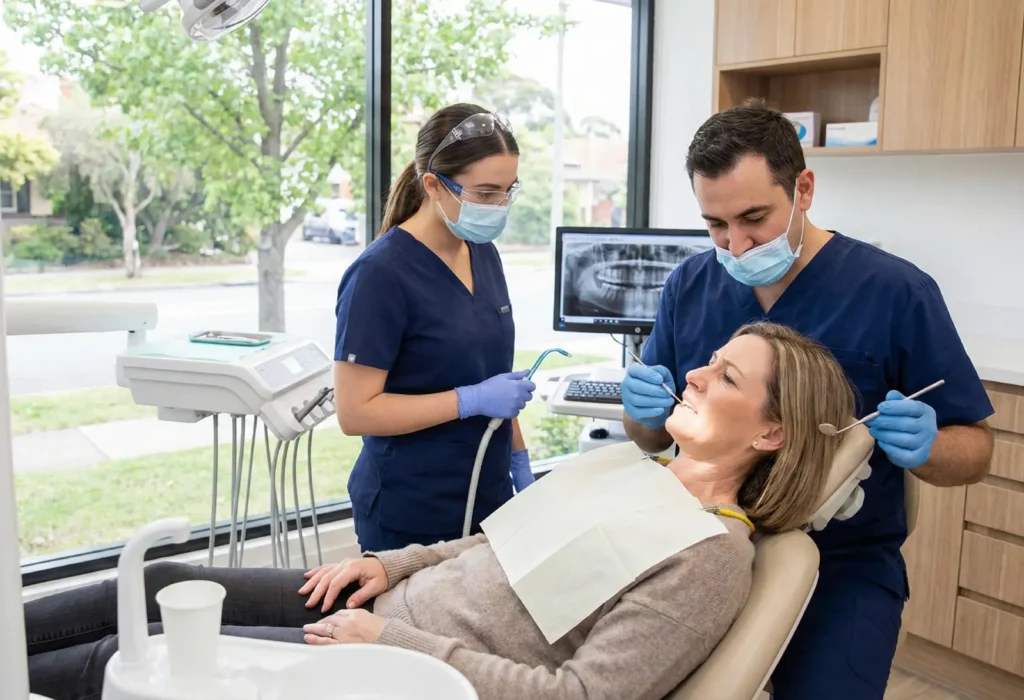 Emergency Dentist in Tingalpa treating dental emergency.