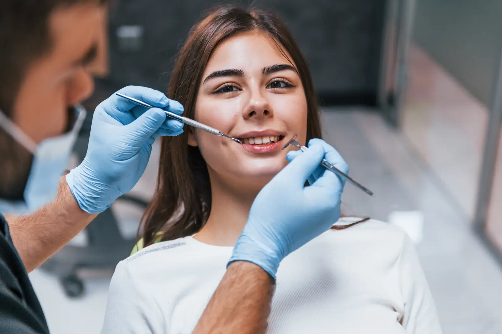 cosmetic recontouring treatment is in process with the patient.