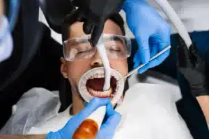 teeth cleaning in dental clinic