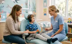 kids with autism getting dental treatment