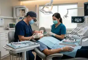 patient sleeping while dental treatment